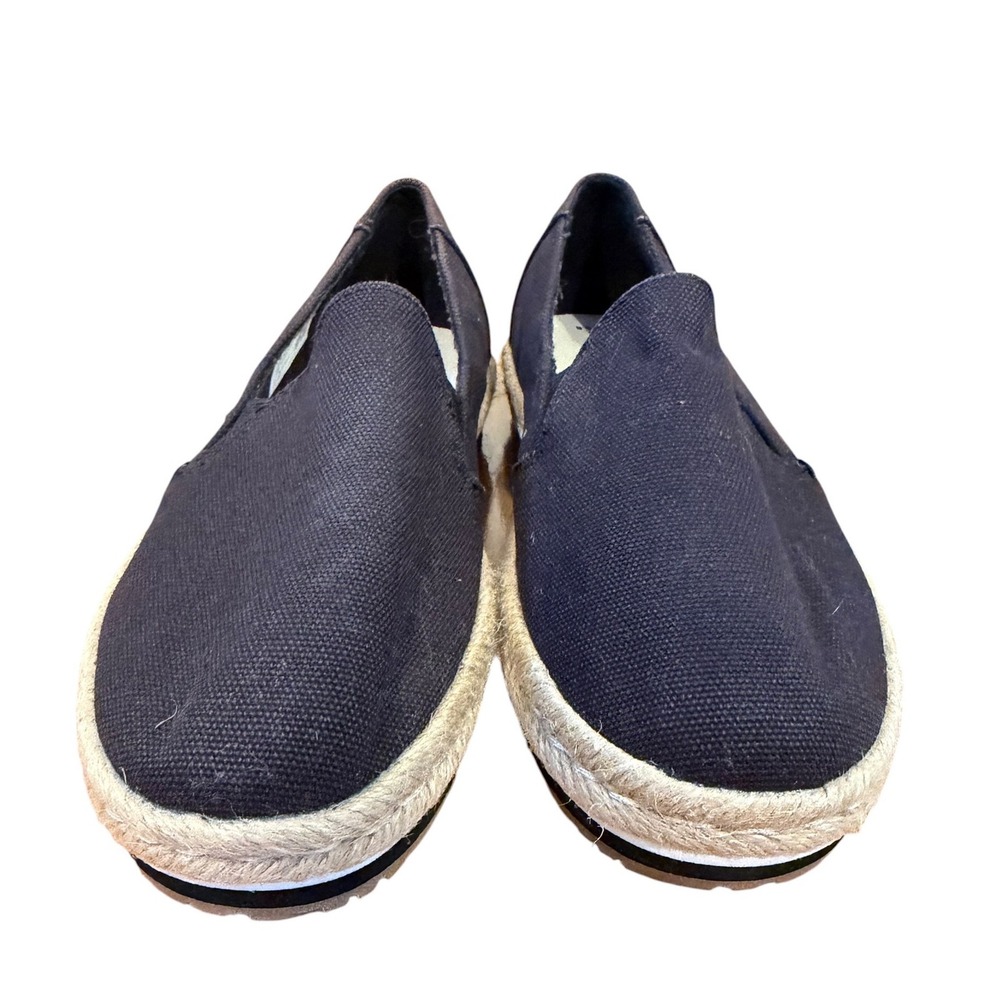 TOMS Women Alpargata Rope Platform Espadrille Black Canvas Slip On Shoes 6.5 EUC